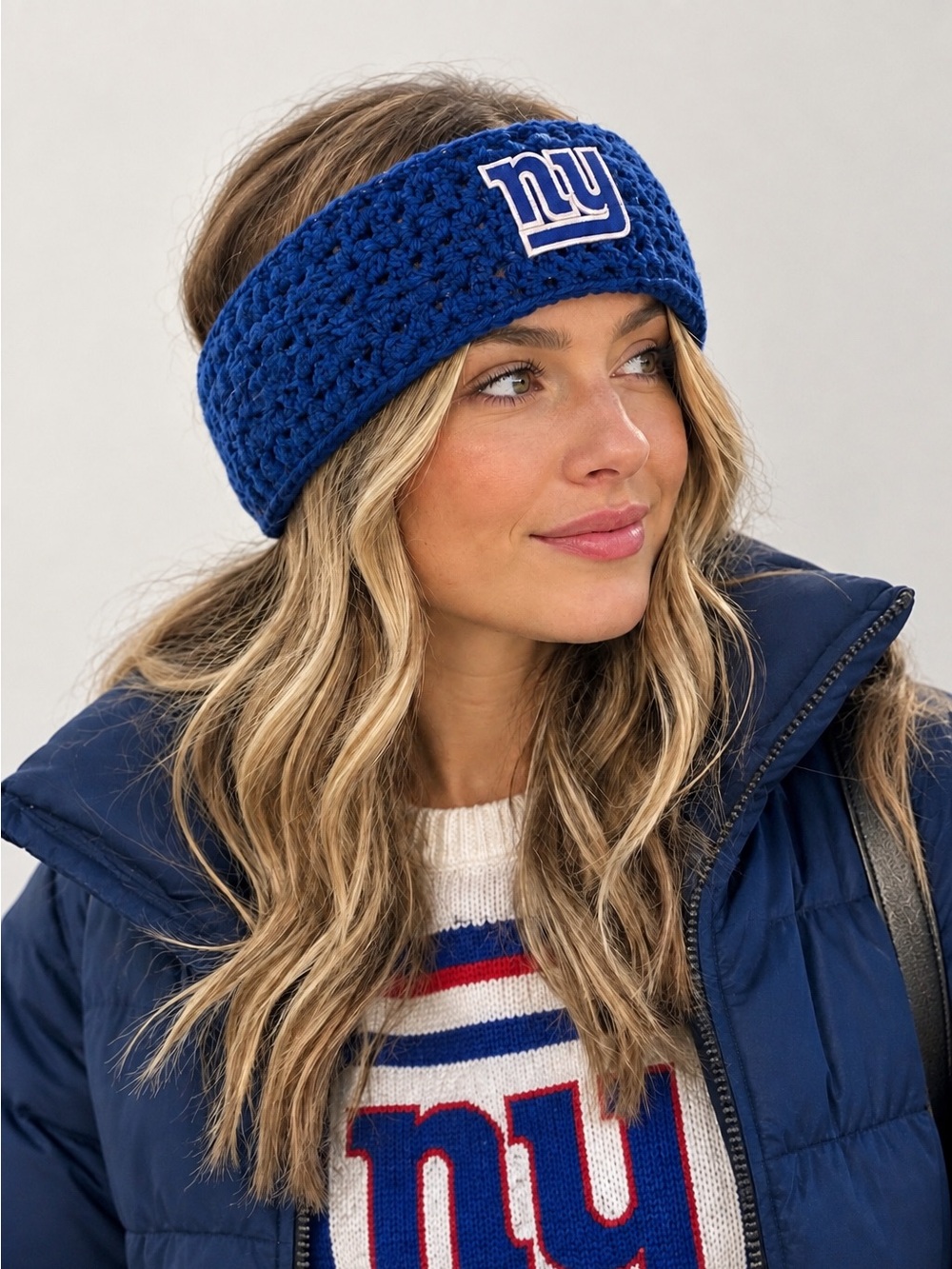 New York Giants Blue NY Handmade Crochet Knit Headband Ear Warmer
